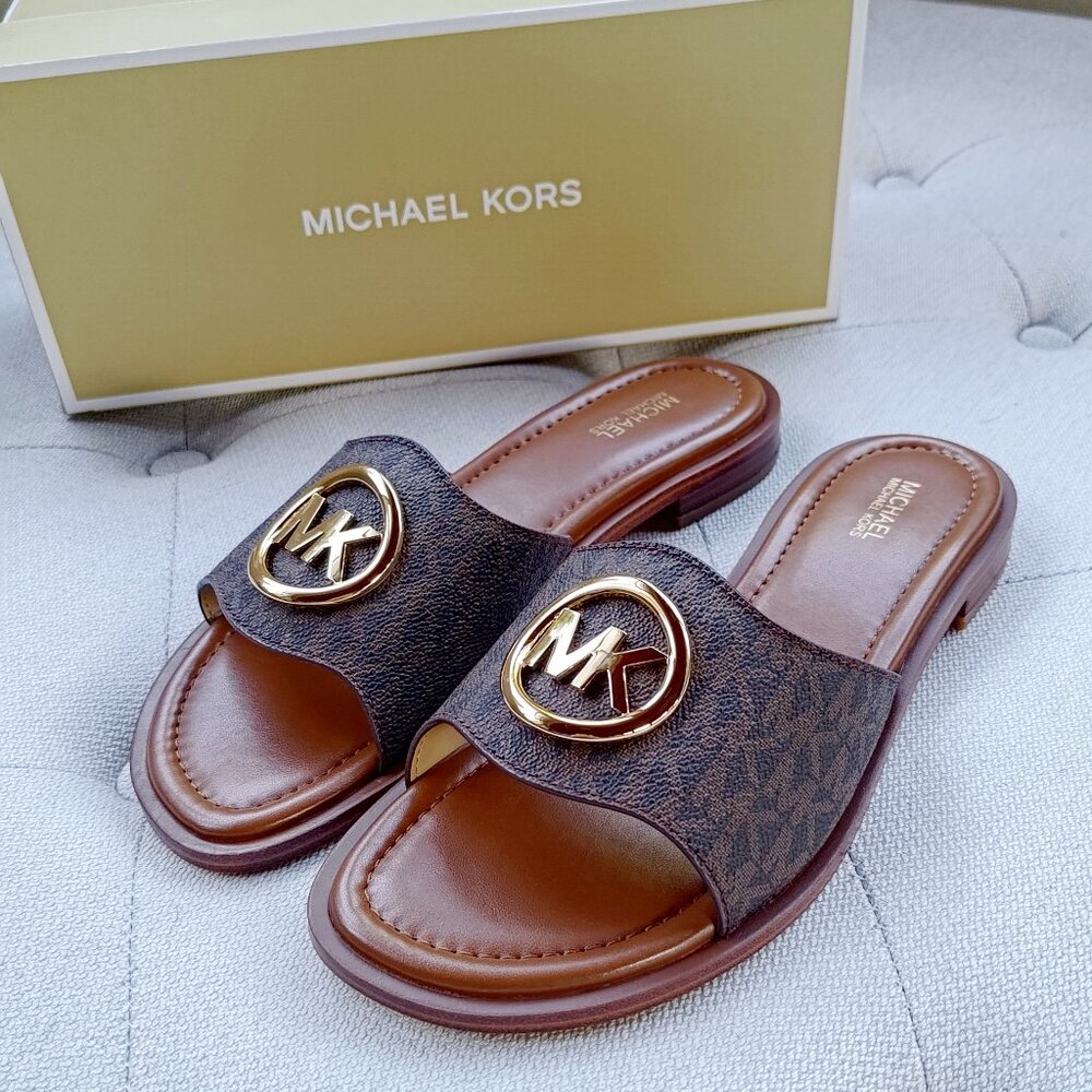 Michael Kors Hannah Signature Logo Slide Sandal US8 49S5HNFS1B
